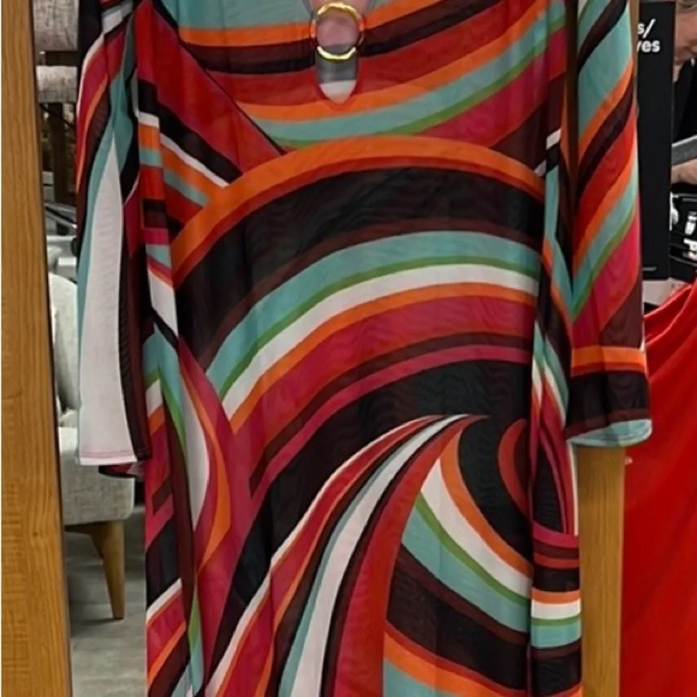 NWT Trina Turk Fontaine Mesh Maxi Dress Coverup Multicolor